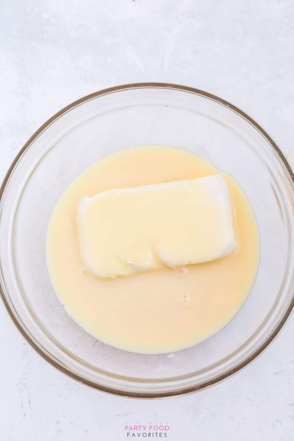 mix together cream cheese and sweetened condensed milk