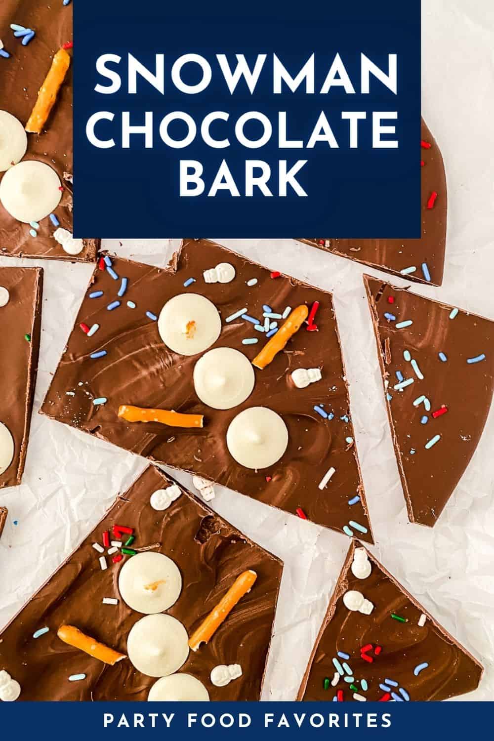 snowman chocolate bark recipe