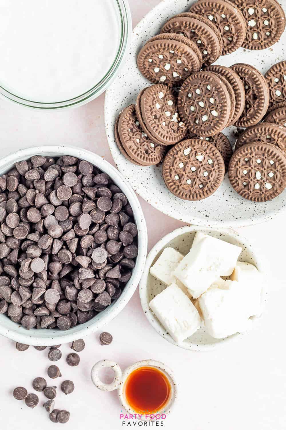 ingredients for oreo chocolate tarts