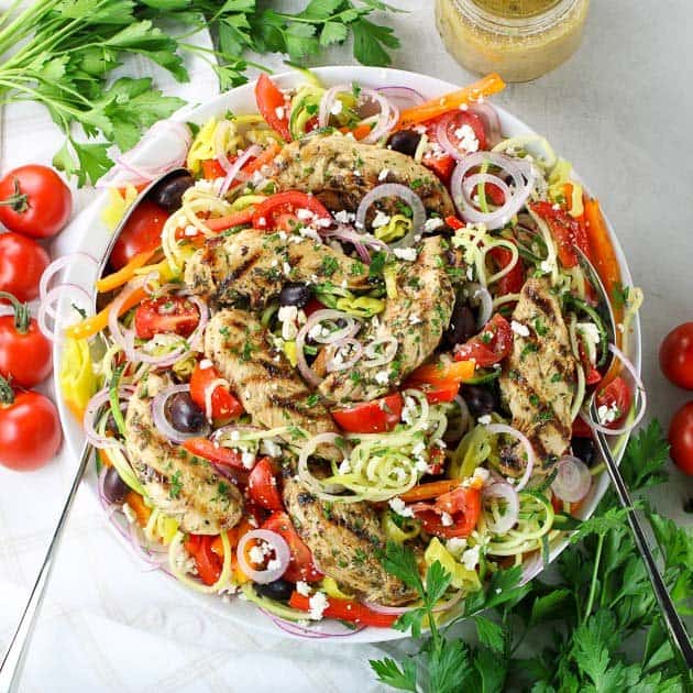 Greek Chicken with Zucchini Noodles SQ OT salad chicken 2