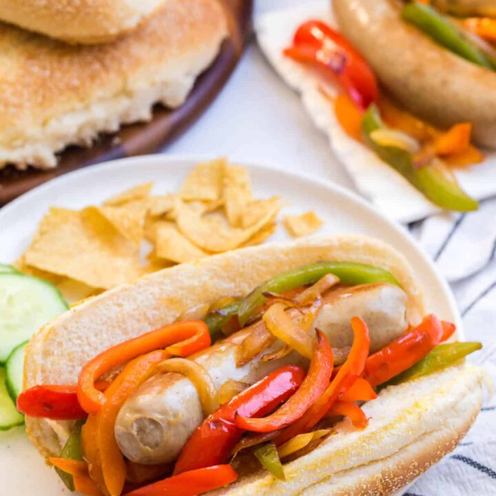instant pot beer brats with peppers and onions