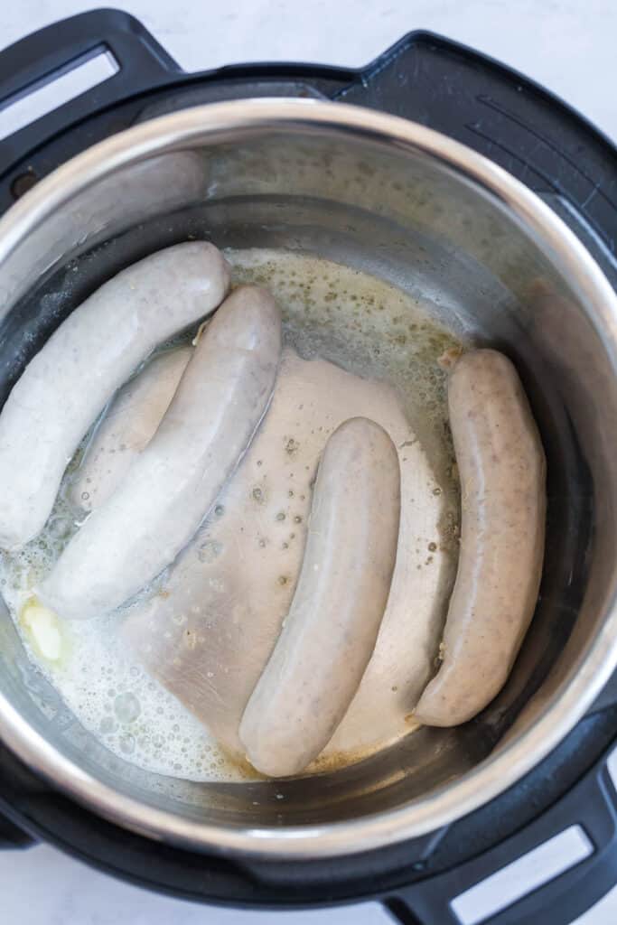 browning the brats in butter in the pressure cooker
