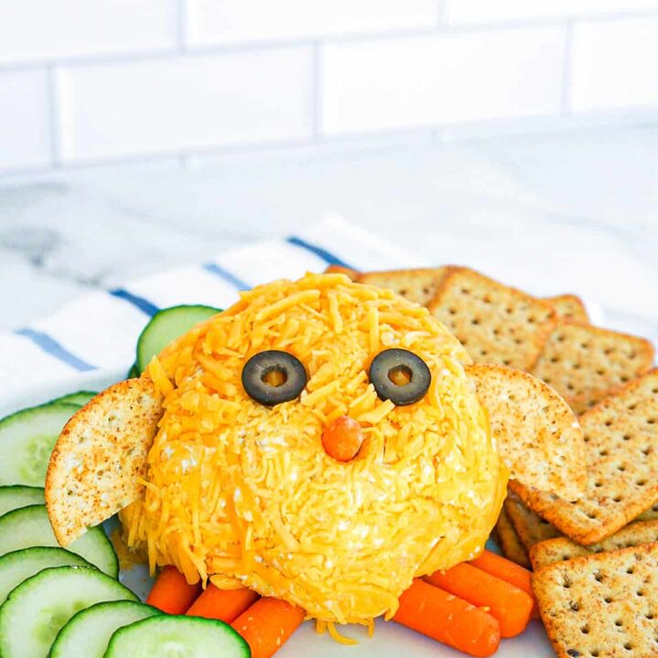 easter cheeseball in shape of a chick