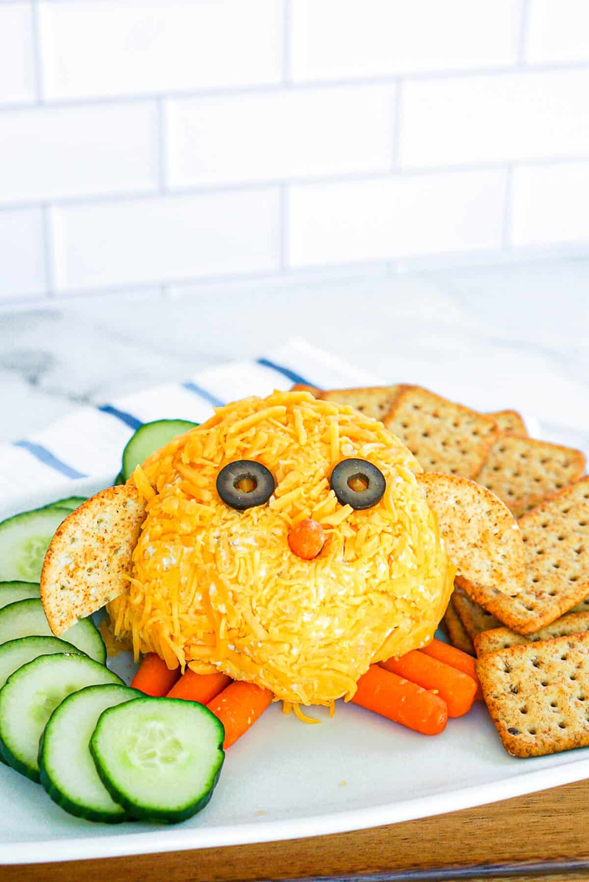 easter cheeseball in shape of a chick
