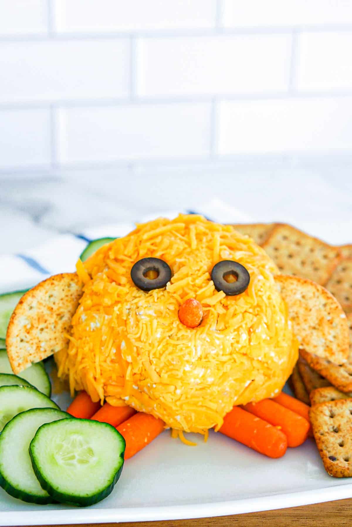 easter cheeseball recipe in shape of a baby chick