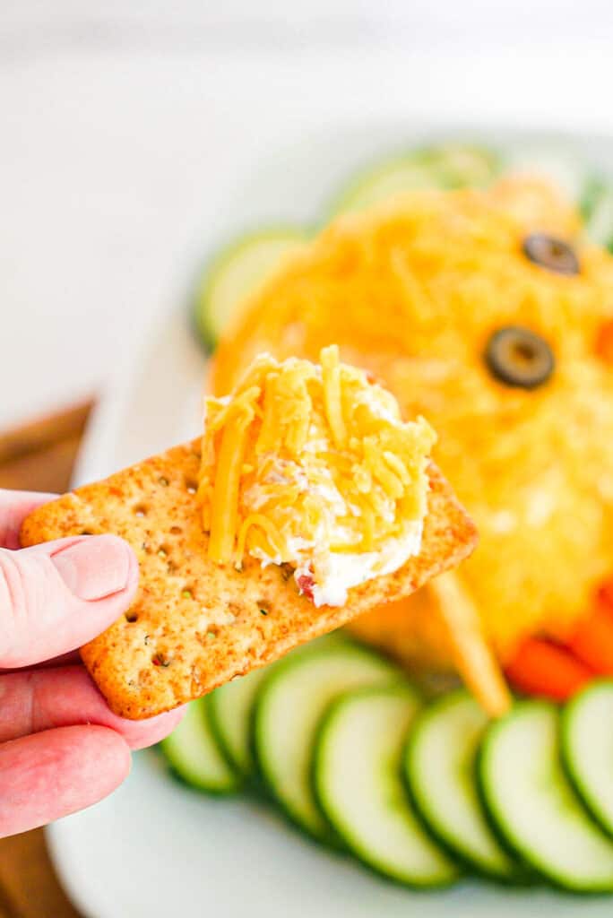 snack cracker with cream cheese and cheddar