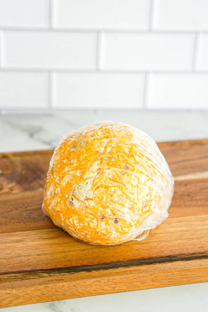 cheeseball in plastic wrap