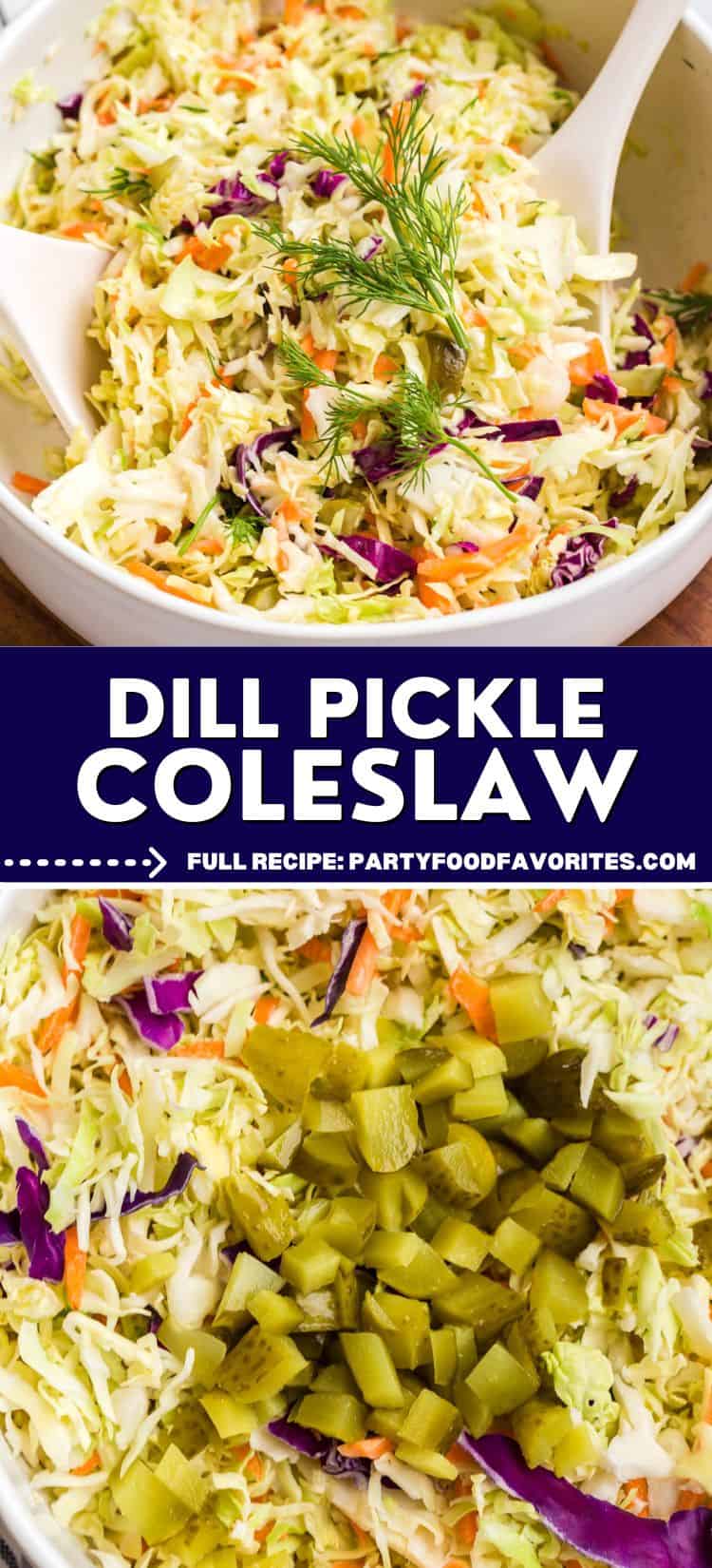 dill pickle coleslaw collage with text
